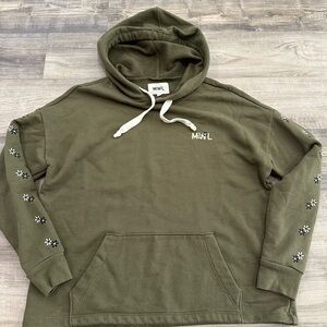 Madewell MWL Easygoing Hoodie Sweatshirt – Floral Embroidered Sleeve